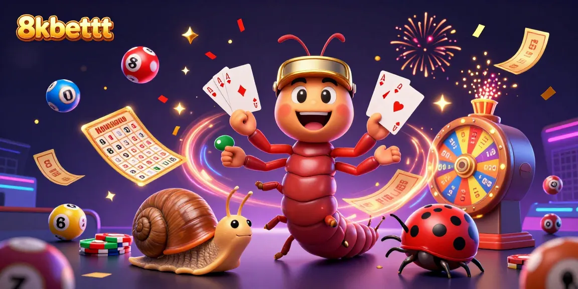 Engage in thrilling moments at 8xbetttt with a vibrant lottery scene featuring colorful characters and dynamic game elements.