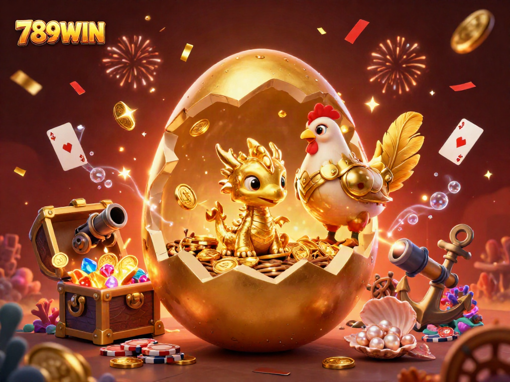 Win big with 789WIN at our casino, featuring a golden dragon and vibrant gambling symbols!