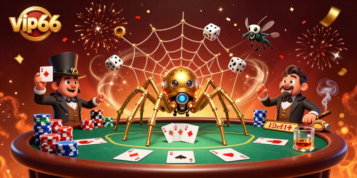 Experience thrilling gameplay at vip66 with a steampunk twist on poker and dice in this dynamic illustration.