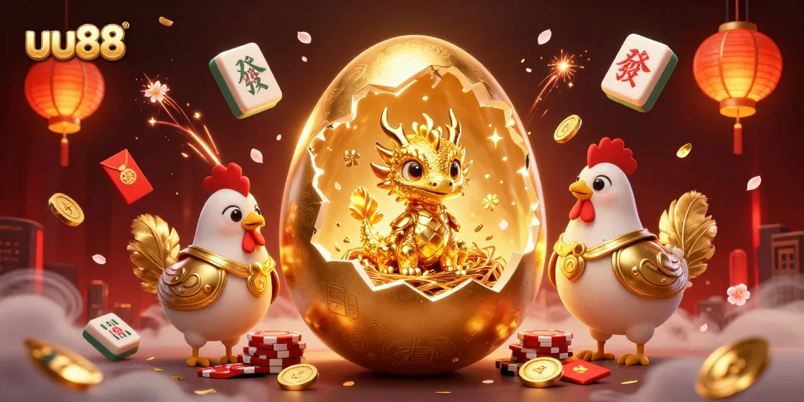 Win big at uu88 with a vibrant 3D dragon and golden poker chips in a magical casino setting.