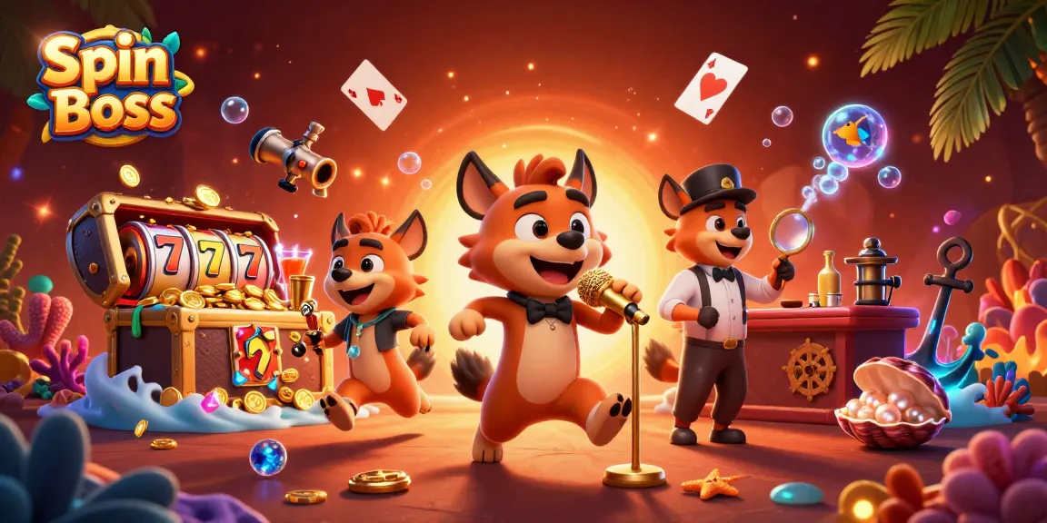 Spin Boss showcases hyenas in a vibrant casino scene, blending humor and gaming excitement.
