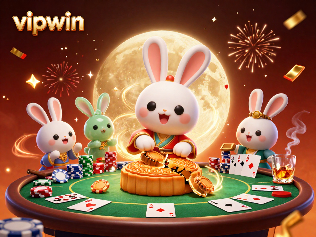 Experience thrilling poker gameplay with vipwin as the moon rabbit unveils hidden treasures on the lunar surface.