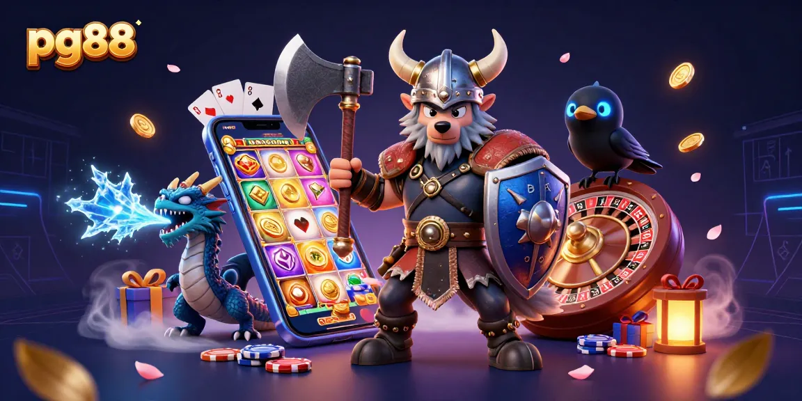 Join the action with pg88 as a Viking wolf warrior faces slots and casino excitement!