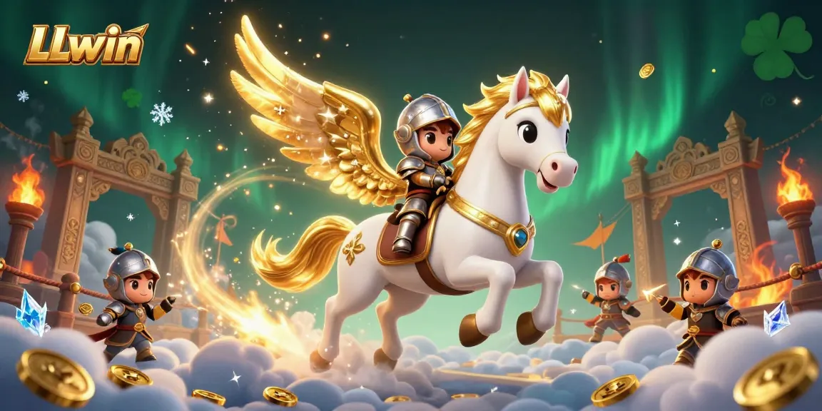 LLwin players engage in exhilarating gameplay amidst vibrant casino elements and a hero's journey.