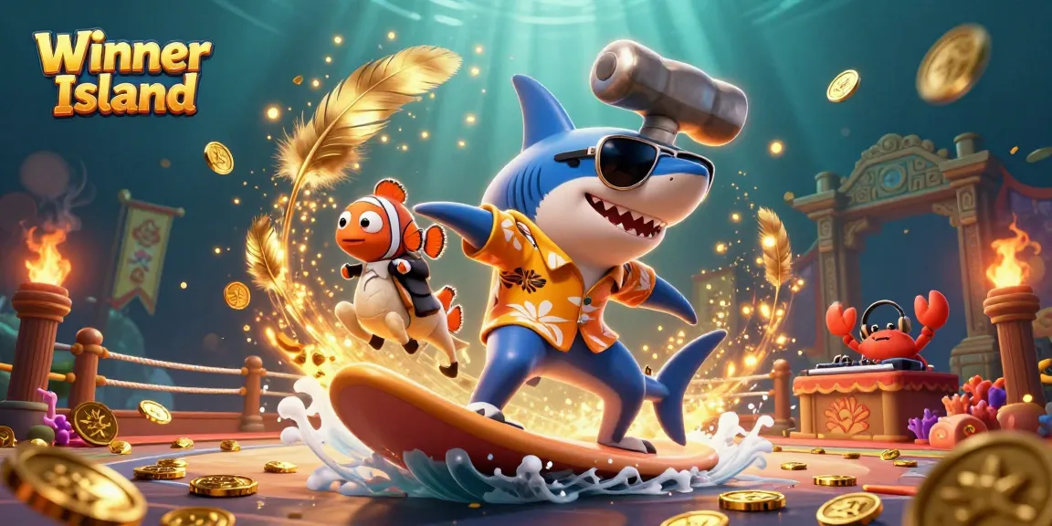 Engage in thrilling gaming adventures at Winner Island with colorful characters and rich casino elements.