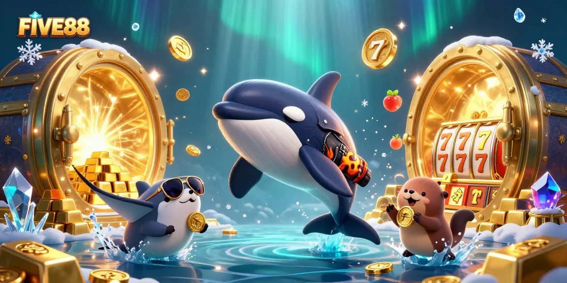 Experience FIVE88: Dive into a thrilling underwater casino adventure with vibrant characters.
