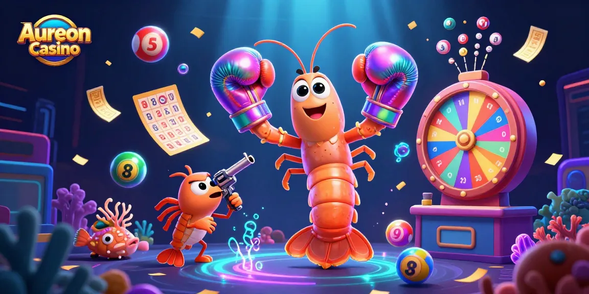 Aureon Casino showcases vibrant game elements in a vivid underwater gaming illustration.